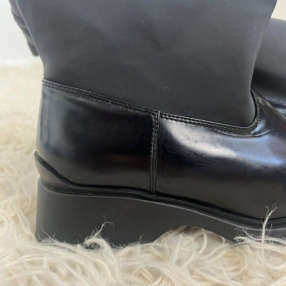 Bootalinos Vintage Women's Midcalf Black Block Heel Boots Leather Canvas Sz 7.5 - Picture 8 of 12